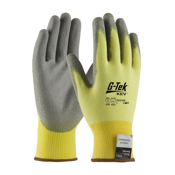 Seamless Knit DuPont™ Kevlar® / Elastane Glove with Polyurethane Coated Flat Grip on Palm & Fingers