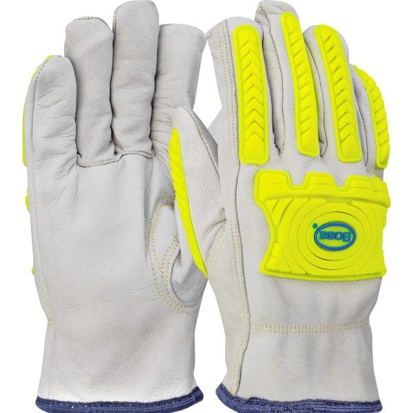 Top Grain Goatskin Leather Drivers Glove with UHMWPE Blend Lining and Hi-Vis Impact Protection