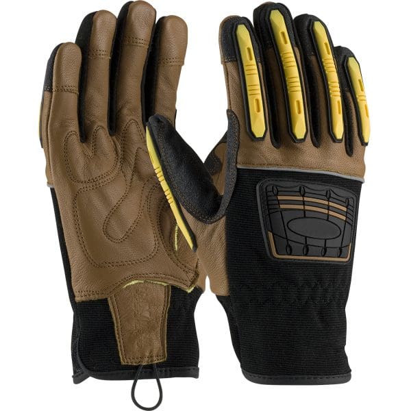 Goatskin Leather Palm Glove with Dorsal Impact Protection and Kevlar® Blended Liner - TPR Finger Guards