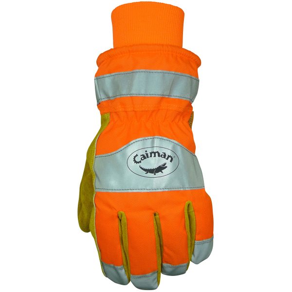 Premium Split Cowhide Leather Palm Glove with Hi-Vis Water Resistant Fabric Back - Heatrac® Insulation - Image 2
