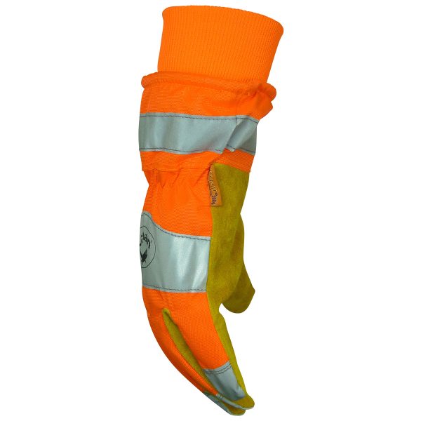 Premium Split Cowhide Leather Palm Glove with Hi-Vis Water Resistant Fabric Back - Heatrac® Insulation - Image 5