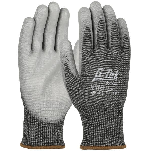 Seamless Knit PolyKor® Blended Glove with Polyurethane Coated Flat Grip on Palm & Fingers – Touchscreen Compatible