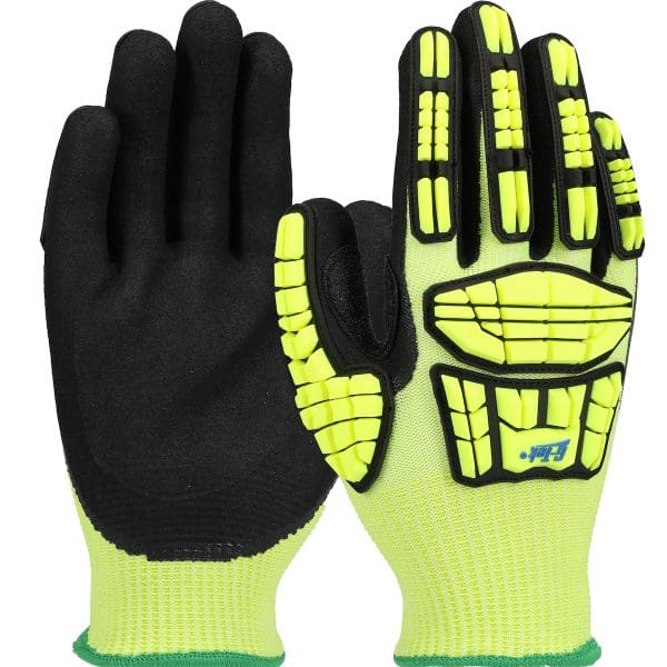Seamless Knit PolyKor® Blended Glove with Hi-Vis Impact Protection and Double-Dip Nitrile MicroSurface Grip on Palm & Fingers