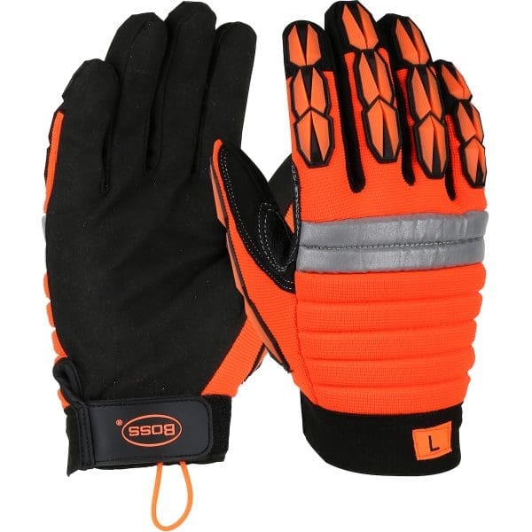 Miners' Mechanic Synthetic Leather Palm with Foam Padded Back and Finger TPR Impact Protection