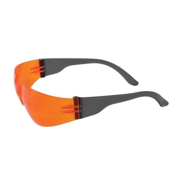 Rimless Safety Glasses with Black Temple, Orange Lens and Anti-Scratch Coating