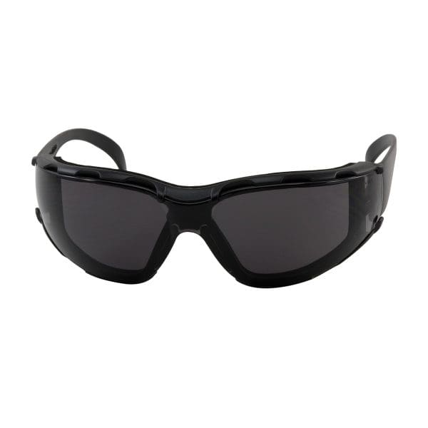 Rimless Safety Glasses with Black Temple, Gray Lens, Foam Padding and Anti-Scratch / Anti-Fog Coating