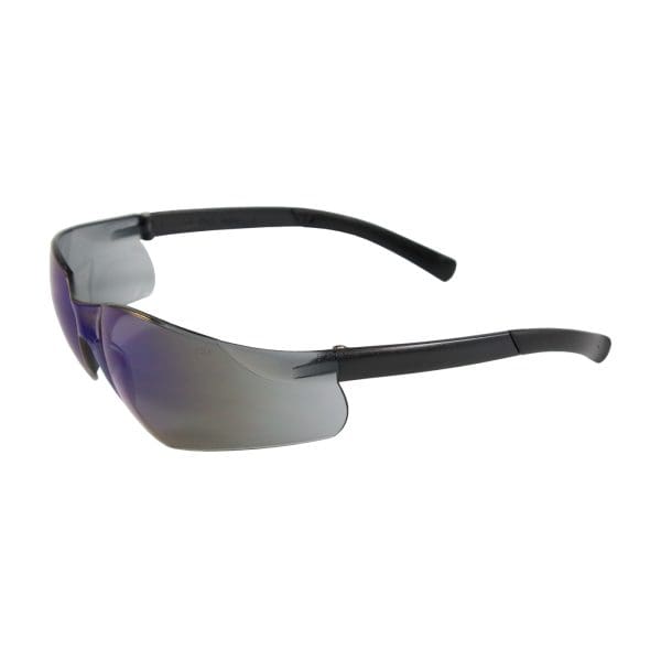 Rimless Safety Glasses with Black Temple, Blue Mirror Lens and Anti-Scratch Coating