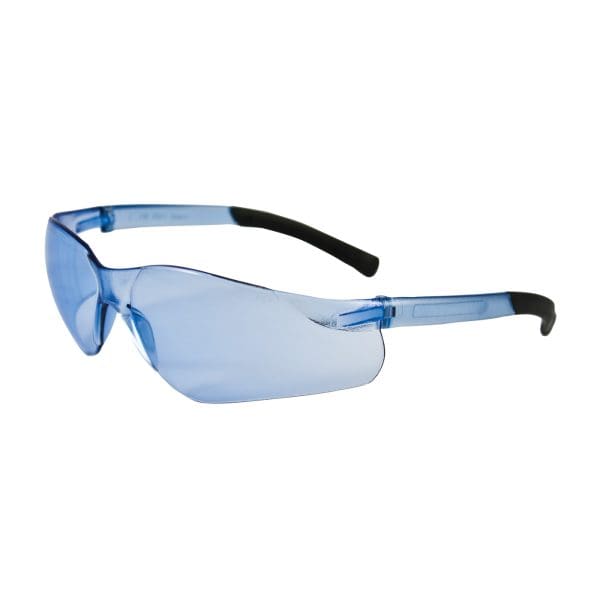 Rimless Safety Glasses with Light Blue Temple, Light Blue Lens and Anti-Scratch Coating