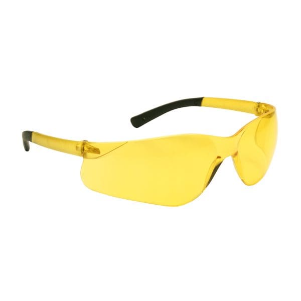 Rimless Safety Glasses with Amber Temple, Amber Lens and Anti-Scratch Coating