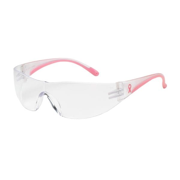 Rimless Safety Glasses with Clear / Pink Temple, Clear Lens and Anti-Scratch / Anti-Fog Coating