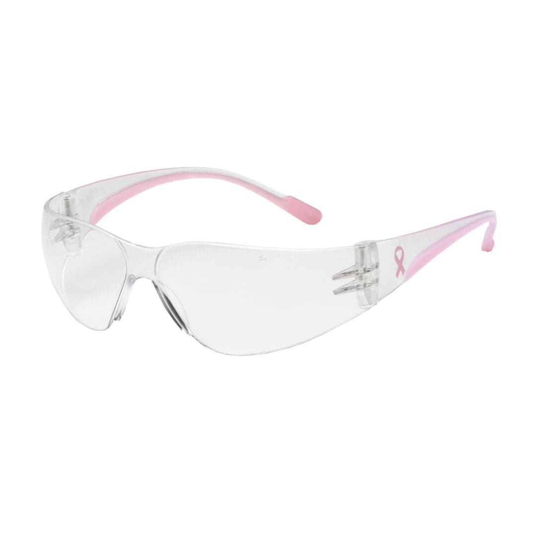 Rimless Safety Glasses with Clear / Pink Temple, Clear Lens and Anti-Scratch Coating
