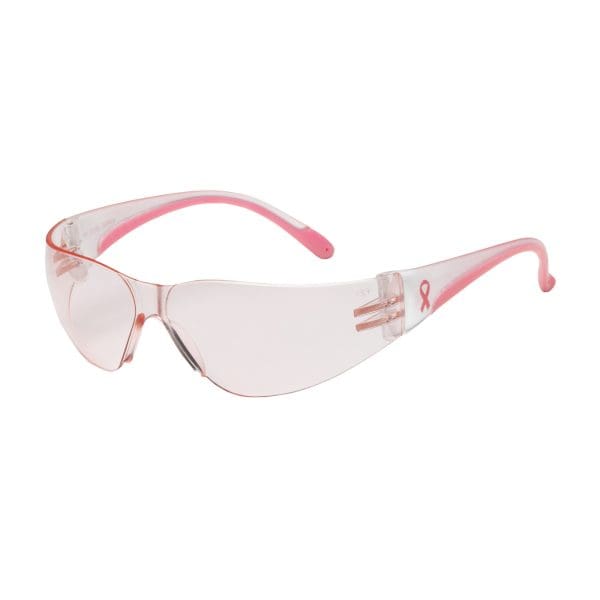 Rimless Safety Glasses with Clear / Pink Temple, Pink Lens and Anti-Scratch Coating