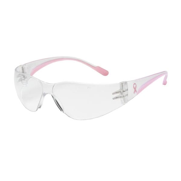 Rimless Safety Glasses with Clear / Pink Temple, Clear Lens and Anti-Scratch / Anti-Fog Coating