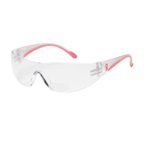 Rimless Safety Readers with Clear / Pink Temple, Clear Lens and Anti-Scratch Coating - +1.50 Diopter