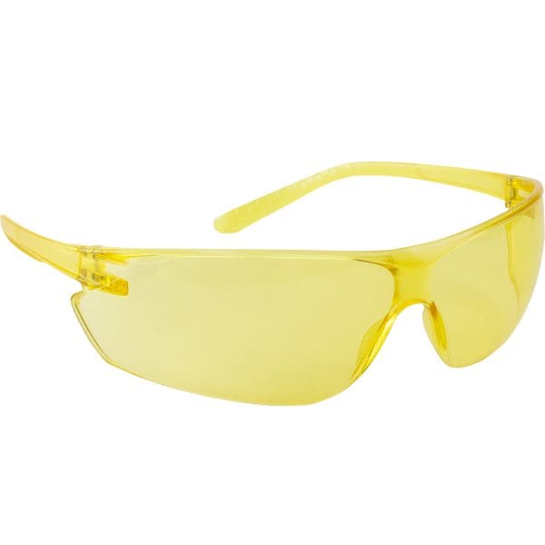 Rimless Safety Glasses with Amber Temple, Amber Lens and Anti-Scratch Coating