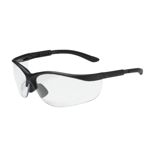 Semi-Rimless Safety Glasses with Black Frame, Clear Lens and Anti-Scratch Coating