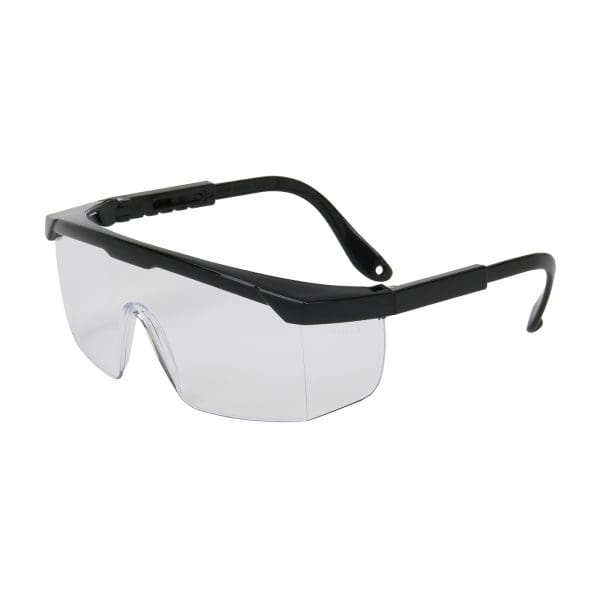 Semi-Rimless Safety Glasses with Black Frame, Clear Lens and Anti-Scratch Coating