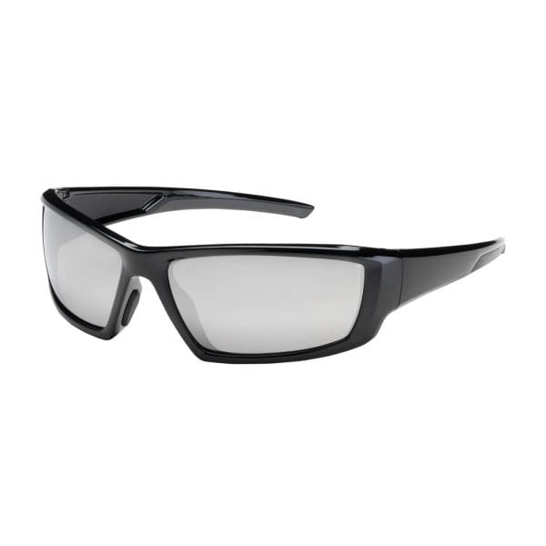 Full Frame Safety Glasses with Black Frame, Silver Mirror Plus Lens and Anti-Scratch / Anti-Reflective Coating