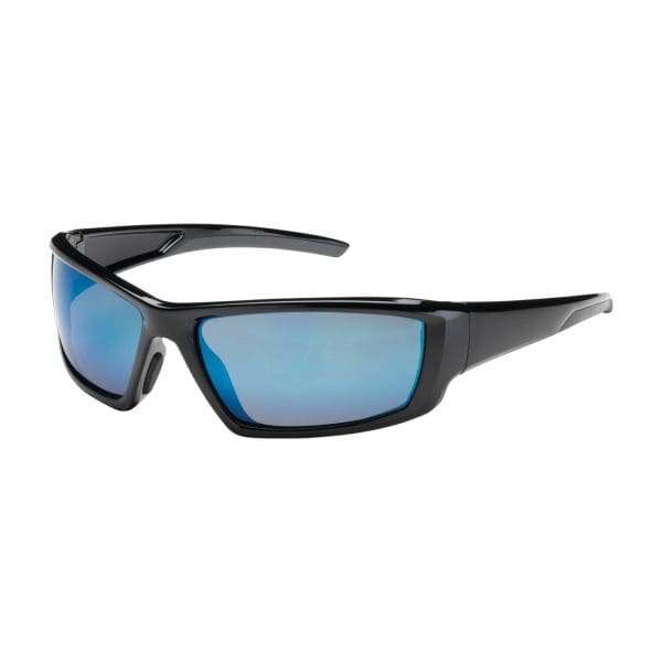 Full Frame Safety Glasses with Black Frame, Blue Mirror Plus Lens and Anti-Scratch / Anti-Reflective Coating
