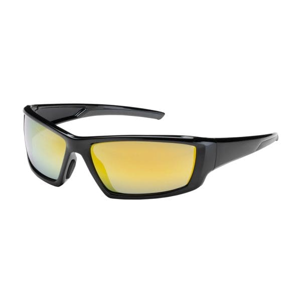 Full Frame Safety Glasses with Black Frame, Gold Mirror Plus Lens and Anti-Scratch / Anti-Reflective Coating