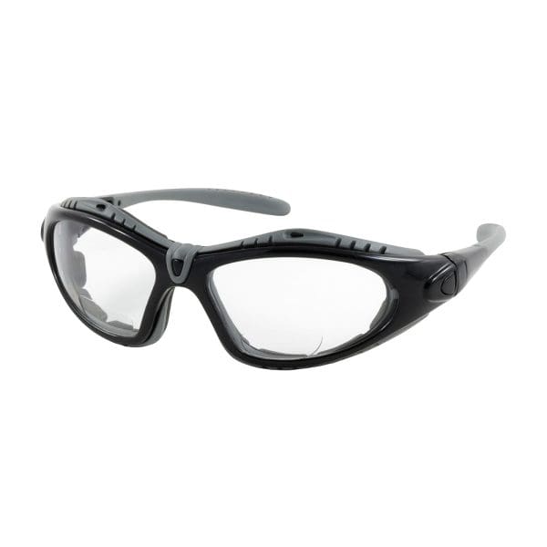 Full Frame Safety Readers with Black Frame, Foam Padding, Clear Lens and Anti-Scratch / Anti-Fog Coating - +2.00 Diopter