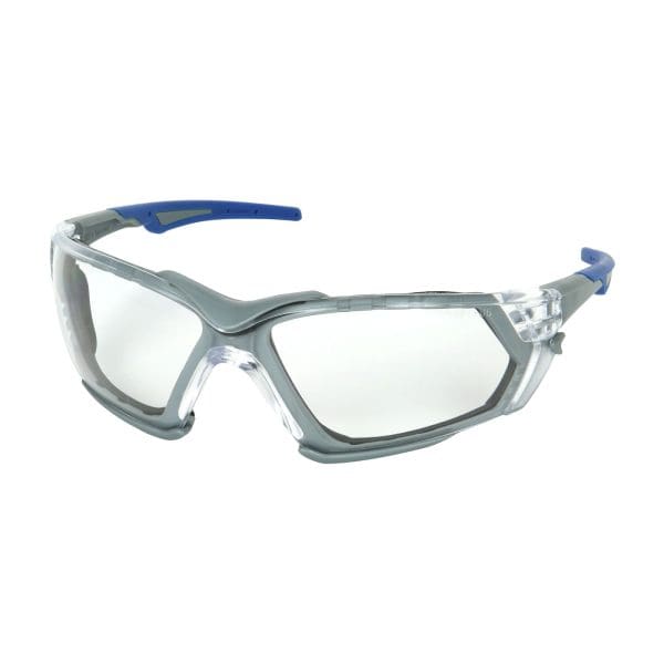 Rimless Safety Glasses with Gray Frame, Clear Lens, Foam Padding and Anti-Scratch / Anti-Fog Coating