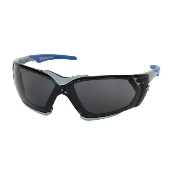 Rimless Safety Glasses with Gray Frame, Gray Lens, Foam Padding and Anti-Scratch / Anti-Fog Coating