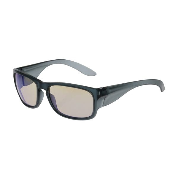 Full Frame Safety Glasses with Translucent Charcoal Frame, I/O Blue Lens and Anti-Scratch / Anti-Fog Coating