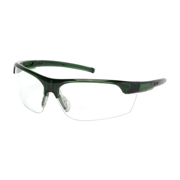 Semi-Rimless Safety Glasses with Green Frame, Clear Lens and FogLess® 3Sixty™ Coating