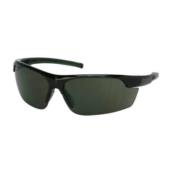 Semi-Rimless Safety Glasses with Green Frame, Green Lens and FogLess® 3Sixty™ Coating