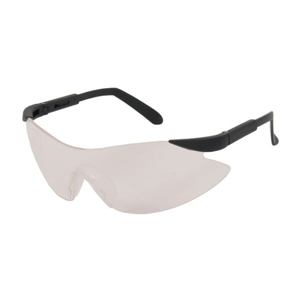 Rimless Safety Glasses with Black Temple, I/O Lens and Anti-Scratch Coating
