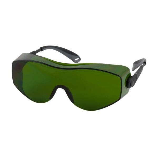 OTG Rimless Safety Glasses with Black / Gray Temple, IR Filter Shade 3.0 Lens and Anti-Scratch Coating