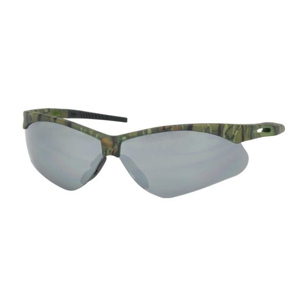 Semi-Rimless Safety Glasses with Camouflage Frame, Silver Mirror Lens and Anti-Scratch Coating