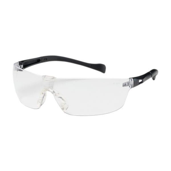 Rimless Safety Glasses with Black Temple, Clear Lens and Anti-Scratch / Anti-Fog Coating