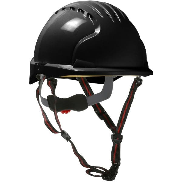 EVO® 6151 Ascend™ Standard Brim Safety Helmet with HDPE Shell, 4-Point Chinstrap, 6-Point Suspension and Wheel Ratchet Adjustment.