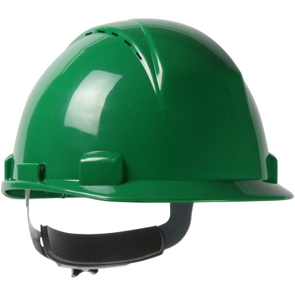 Vented, Type II, Short Brim Cap Style Hard Hat with HDPE Shell, 4-Point Textile Suspension and Wheel Ratchet Adjustment