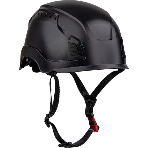 Vented, Industrial Climbing Helmet, Type I, ABS Shell, EPS Foam Impact Liner, Wheel Ratchet Adjustment, with 4-Point Chin Strap