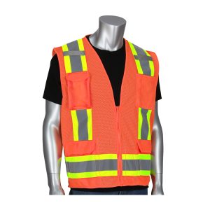 ANSI Type R Class 2 Two-Tone Eleven Pocket Mesh Surveyors Vest