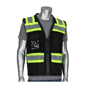 ANSI Type O Class 1 Black Two-Tone Eleven Pocket Tech-Ready Mesh Surveyors Vest