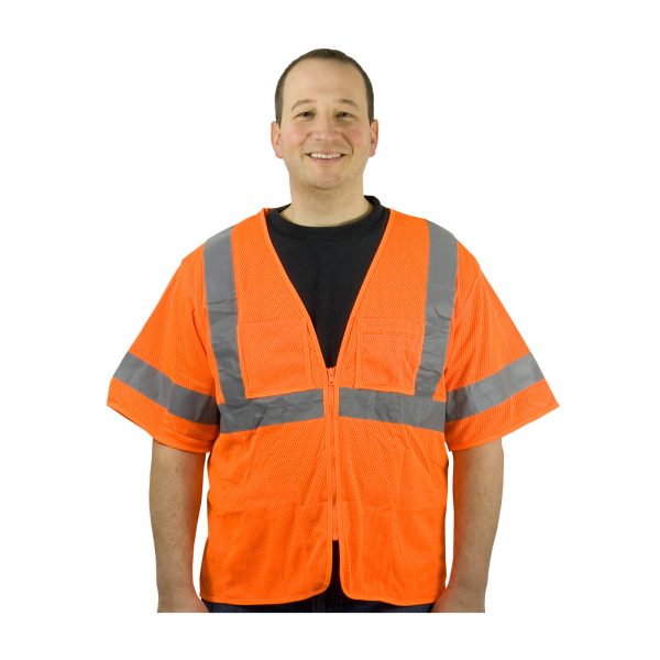 ANSI Type R Class 3 Value Four Pocket Zipper Mesh Vest - Image 3