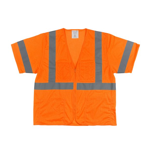 ANSI Type R Class 3 Value Four Pocket Zipper Mesh Vest - Image 4