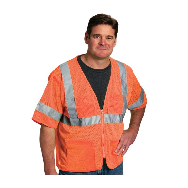 ANSI Type R Class 3 Value Four Pocket Zipper Mesh Vest - Image 2