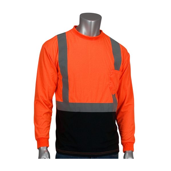 ANSI Type R Class 2 Long Sleeve T-Shirt with 50+ UPF Sun Protection and  Black Bottom Front