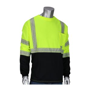 ANSI Type R Class 3 Long Sleeve T-Shirt with 50+ UPF Sun Protection, Built-in Insect Repellent and Black Bottom Front