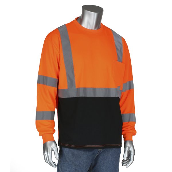 ANSI Type R Class 3 Long Sleeve T-Shirt with 50+ UPF Sun Protection and Black Bottom Front