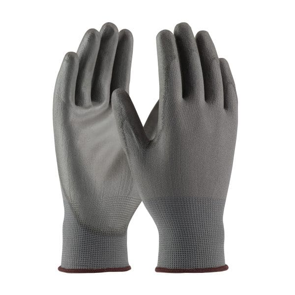 Seamless Knit Polyester Glove with Polyurethane Coated Flat Grip on Palm & Fingers