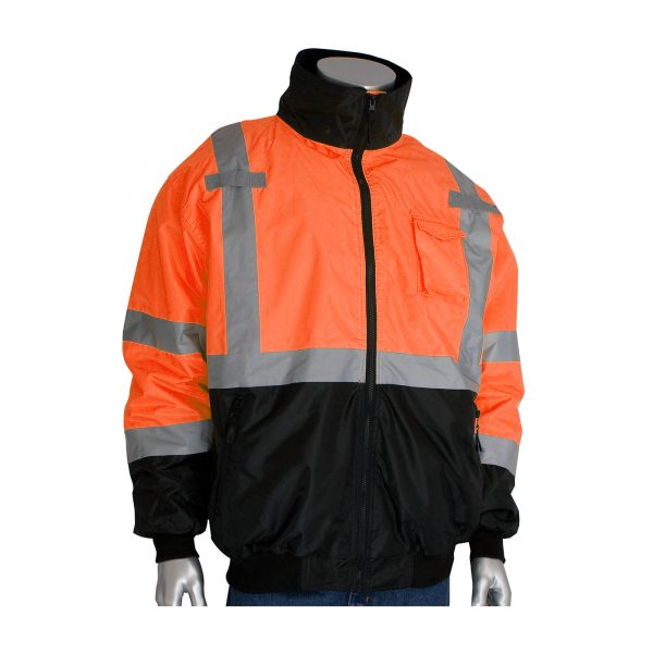 ANSI Type R Class 3 Value Black Bottom Bomber Jacket with Zip-Out Fleece Liner - Image 3