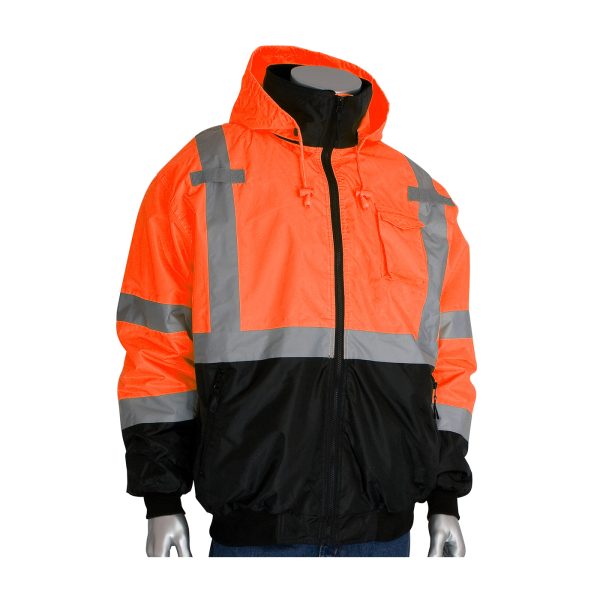 ANSI Type R Class 3 Value Black Bottom Bomber Jacket with Zip-Out Fleece Liner - Image 4