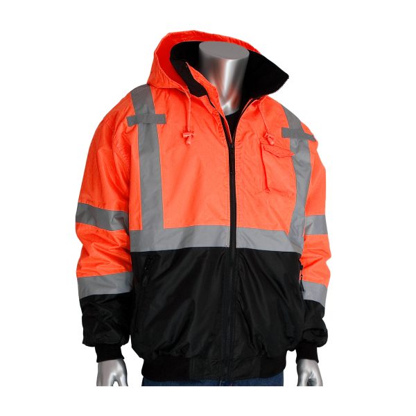 ANSI Type R Class 3 Value Black Bottom Bomber Jacket with Zip-Out Fleece Liner - Image 2
