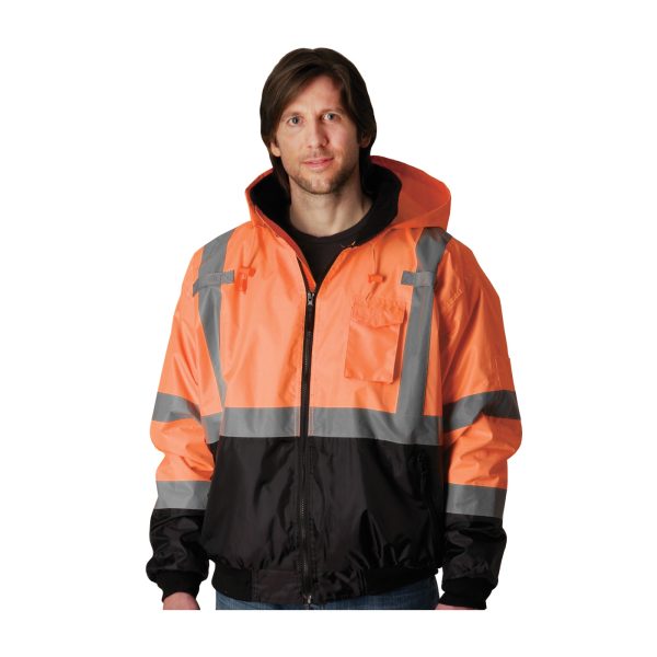 ANSI Type R Class 3 Value Black Bottom Bomber Jacket with Zip-Out Fleece Liner - Image 5
